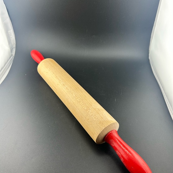 Vintage wooden rolling pins with red painted handles SET OF 2 - Picture 8 of 8